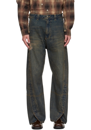 Andersson Bell Navy Twisted Zipper Pocket Jeans