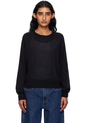 Loulou de Saison Black Angus Cashmere Crew Neck Sweater