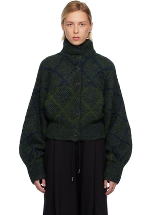 Dries Van Noten Navy & Green Dolman Sleeves Turtleneck