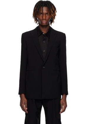 DEVOA Black Peaked Lapel Wool Blazer