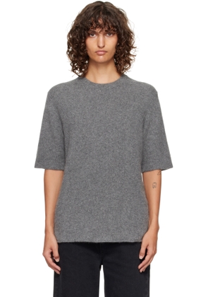 Loulou de Saison Gray Raven Yak Blend Short Sleeves Sweater