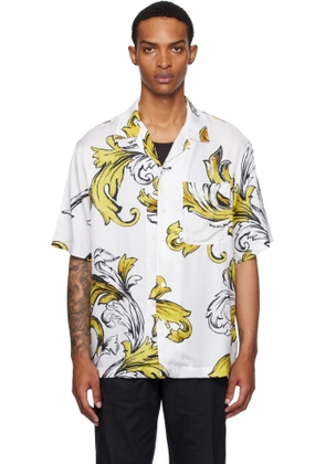 Versace Jeans Couture White & Gold Outline Barocco Regular-Fit Shirt