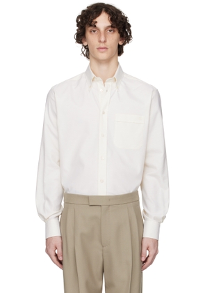 Valentino Off-White Cotton Oxford Slim Fit VLogo Shirt