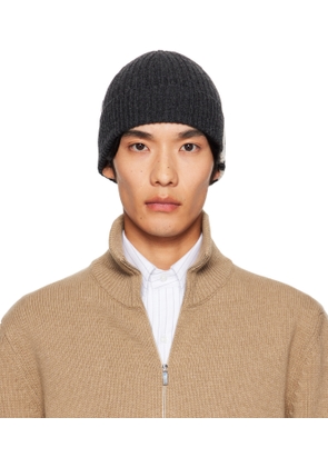 Thom Browne Gray Cashmere 4-Bar Cuff Beanie