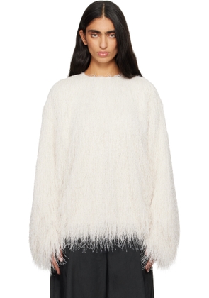 Dries Van Noten Off-White Fringed Cocoon Sweater
