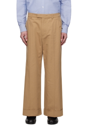 Valentino Tan Cotton Gabardine Trousers