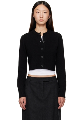 Loulou de Saison Black Zephir Cashmere Cropped Cardigan