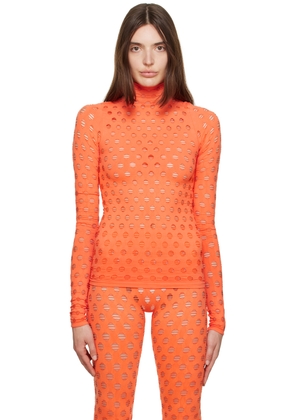 Maisie Wilen Orange Perforated Turtleneck