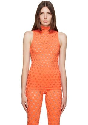 Maisie Wilen Orange Perforated Tank Top