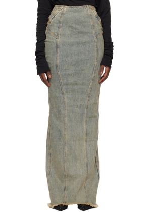 Entire Studios Blue Channel Denim Maxi Skirt