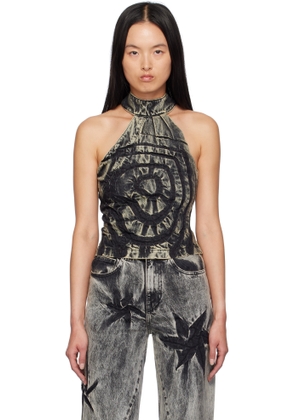 Masha Popova SSENSE Exclusive Black Denim Heart Halter Tank Top
