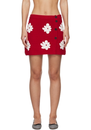 MSGM Red Crocheted Miniskirt