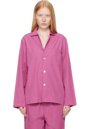 Tekla Purple Poplin Long-Sleeved Pyjama Shirt