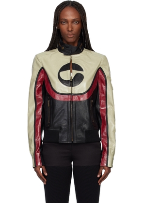 Coperni Beige & Black C-Logo Leather Jacket