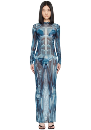 Jean Paul Gaultier Blue 'The Écorché' Maxi Dress