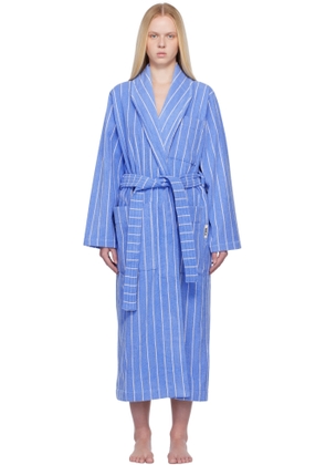 Tekla Blue & White Terry Classic Bathrobe