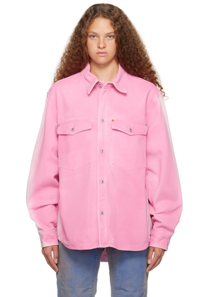 Heron Preston Pink Faded Denim Jacket