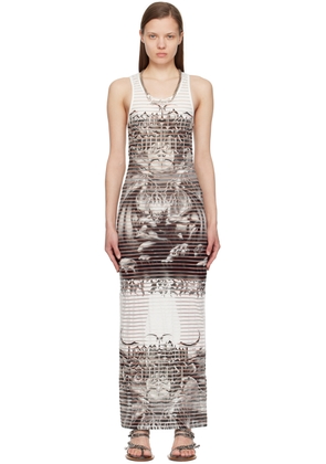 Jean Paul Gaultier White & Black Scoop Neck Maxi Dress