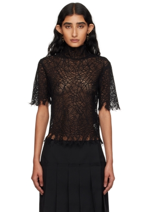 McQueen Black Knitted Cobweb Lace Top