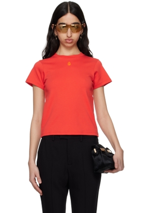 McQueen Red Embroidered Skull T-shirt