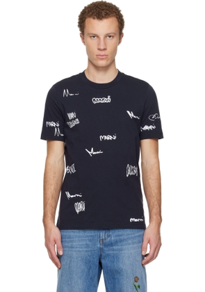 Marni Navy Multigram Marni Print Cotton T-shirt