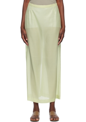 AURALEE Green Foil Printed Silk Lawn Maxi Skirt