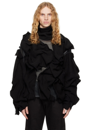 CARNET-ARCHIVE Black Peel-Off Knit Turtleneck