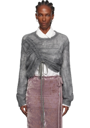 Ann Demeulemeester Gray Zinaida Drawstring Sweater