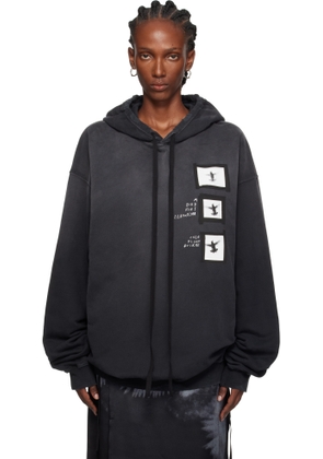 Ann Demeulemeester Black Anne Marie 'Doves' High Comfort Hoodie