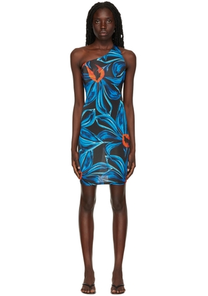 Louisa Ballou Blue Plunge Minidress