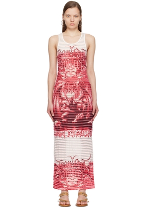 Jean Paul Gaultier White & Red Scoop Neck Maxi Dress