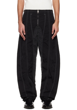 Mugler Black Stitched Parachute Trousers