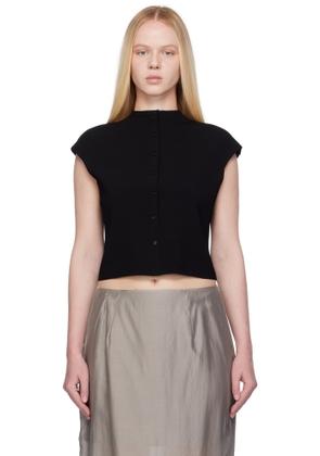 AMOMENTO Black Wholegarment Cap Sleeve Cardigan Vest