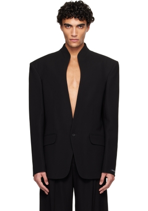 Mugler Black Collarless Tailored Blazer