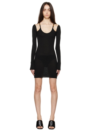 GCDS Black Scoop Neck Minidress