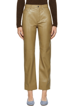 Nanushka Khaki Vinni Vegan Leather Trousers