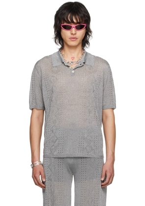 Marine Serre Silver Metallic Polo