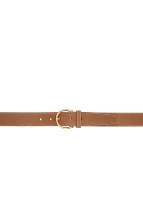 Thom Browne Brown Pebble Grain Round Buckle Belt