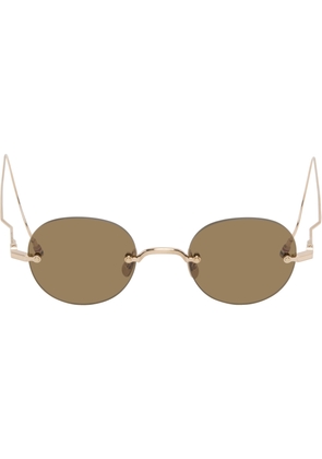 Thom Browne Gold Titanium Rimless Round Sunglasses