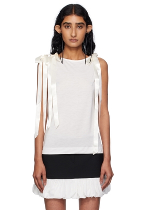 Simone Rocha Off-White Bow Ribbon Tail Tank Top