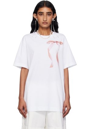 Simone Rocha White Ribbon Bow Tail T-shirt