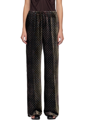 Dries Van Noten Khaki & Burgundy Elasticated Trousers
