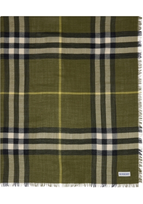 Burberry Khaki Wide Check Wool Scarf