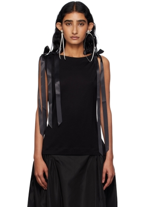 Simone Rocha Black Bow Ribbon Tail Tank Top