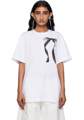 Simone Rocha White Ribbon Bow Tail T-shirt