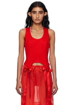 Simone Rocha Red Bow Tail Easy Tank Top