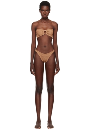 Hunza G Brown Gloria Tonal Hoops Bikini