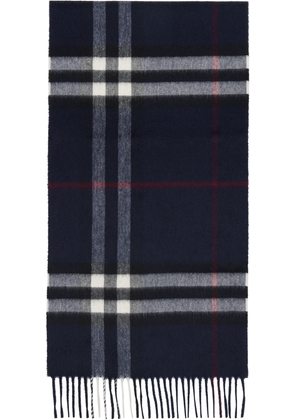 Burberry Navy Check Cashmere Scarf