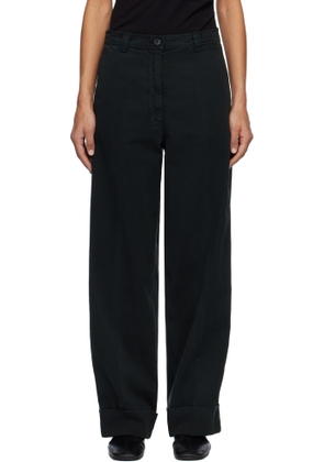 Dries Van Noten Green Cuffed Cotton Trousers