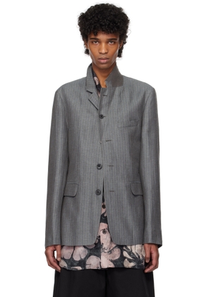 Dries Van Noten Gray Notched Lapel Blazer